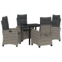 Conjunto de Comedor de Jardín 5 pcs Gris ratán sintético