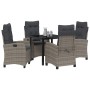Conjunto de Comedor de Jardín 5 pcs Gris ratán sintético