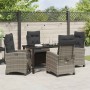 Conjunto de Comedor de Jardín 5 pcs Gris ratán sintético