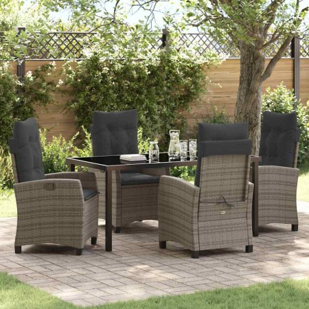 Conjunto de Comedor de Jardín 5 pcs Gris ratán sintético