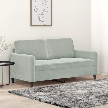 Sofá de 2 plazas de terciopelo gris claro 140 cm en Sofás | Comprar online en Foro24