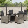 Conjunto de Comedor de Jardín 5 pcs Gris ratán sintético