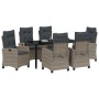 Conjunto de Comedor de Jardín 7 pcs Gris ratán sintético