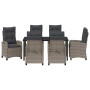 Conjunto de Comedor de Jardín 7 pcs Gris ratán sintético