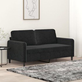 Sofá de 2 plazas terciopelo negro 140 cm Sofá de 2 plazas terciopelo negro 140 cm