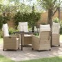 Conjunto de Comedor de Jardín 5 pcs Beige ratán sintético