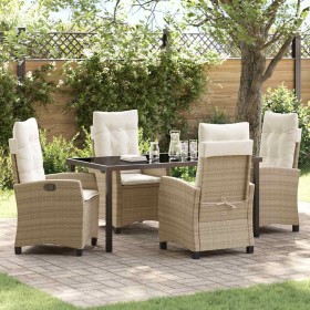 Conjunto de Comedor de Jardín 5 pcs Beige ratán sintético