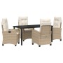 Conjunto de Comedor de Jardín 5 pcs Beige ratán sintético