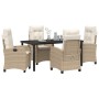 Conjunto de Comedor de Jardín 5 pcs Beige ratán sintético