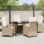 Conjunto de Comedor de Jardín 5 pcs Beige ratán sintético