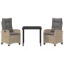Conjunto de Comedor de Jardín 3 pcs Beige ratán sintético