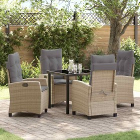 Conjunto de Comedor de Jardín 5 pcs Beige ratán sintético