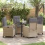 Conjunto de Comedor de Jardín 5 pcs Beige ratán sintético