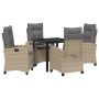 Conjunto de Comedor de Jardín 5 pcs Beige ratán sintético