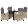 Conjunto de Comedor de Jardín 5 pcs Beige ratán sintético
