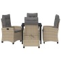 Conjunto de Comedor de Jardín 5 pcs Beige ratán sintético