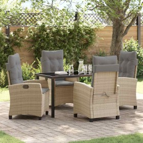 Conjunto de Comedor de Jardín 5 pcs Beige ratán sintético