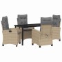 Conjunto de Comedor de Jardín 5 pcs Beige ratán sintético