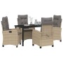 Conjunto de Comedor de Jardín 5 pcs Beige ratán sintético