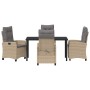 Conjunto de Comedor de Jardín 5 pcs Beige ratán sintético