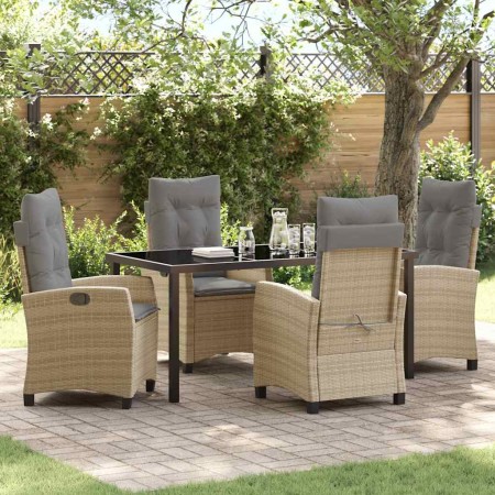 Conjunto de Comedor de Jardín 5 pcs Beige ratán sintético