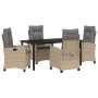 Conjunto de Comedor de Jardín 5 pcs Beige ratán sintético