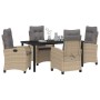 Conjunto de Comedor de Jardín 5 pcs Beige ratán sintético