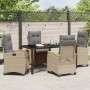 Conjunto de Comedor de Jardín 5 pcs Beige ratán sintético