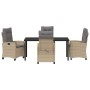 Conjunto de Comedor de Jardín 5 pcs Beige ratán sintético