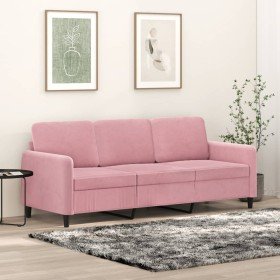 Sofá de 3 plazas terciopelo rosa 180 cm Sofá de 3 plazas terciopelo rosa 180 cm