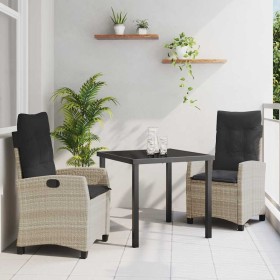 Conjunto de Comedor de Jardín 3 pcs Gris Claro ratán sintético