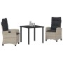 Conjunto de Comedor de Jardín 3 pcs Gris Claro ratán sintético