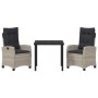 Conjunto de Comedor de Jardín 3 pcs Gris Claro ratán sintético