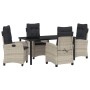 Conjunto de Comedor de Jardín 5 pcs Gris Claro ratán sintético