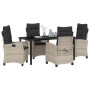 Conjunto de Comedor de Jardín 5 pcs Gris Claro ratán sintético