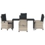 Conjunto de Comedor de Jardín 5 pcs Gris Claro ratán sintético