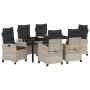 Conjunto de Comedor de Jardín 7 pcs Gris Claro ratán sintético