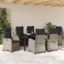 Conjunto de Comedor de Jardín 7 pcs Gris Claro ratán sintético