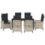 Conjunto de Comedor de Jardín 7 pcs Gris Claro ratán sintético