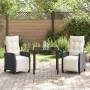 Conjunto de Comedor de Jardín 3 pcs Negro ratán sintético