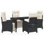 Conjunto de Comedor de Jardín 5 pcs Negro ratán sintético