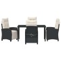Conjunto de Comedor de Jardín 5 pcs Negro ratán sintético