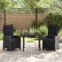 Conjunto de Comedor de Jardín 3 pcs Negro ratán sintético