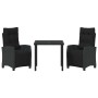Conjunto de Comedor de Jardín 3 pcs Negro ratán sintético