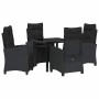 Conjunto de Comedor de Jardín 5 pcs Negro ratán sintético