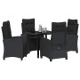 Conjunto de Comedor de Jardín 5 pcs Negro ratán sintético