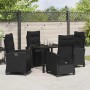 Conjunto de Comedor de Jardín 5 pcs Negro ratán sintético