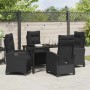Conjunto de Comedor de Jardín 5 pcs Negro ratán sintético