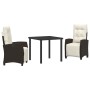 Conjunto de Comedor de Jardín 3 pcs Marrón ratán sintético