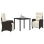 Conjunto de Comedor de Jardín 3 pcs Marrón ratán sintético